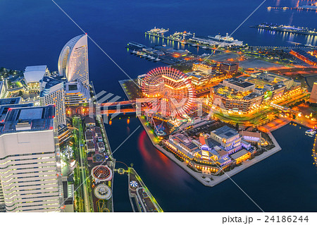 Aerial night view of Yokohama Cityscape Aerial night view of Yokohama Cityscape 24186244