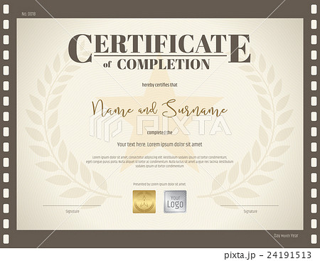 Certificate of completion template in movie theme Certificate of completion template in movie theme 24191513