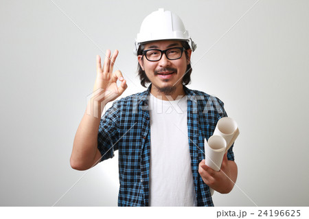 The Asian engineer showing okay sign. 24196625