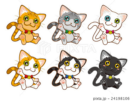 猫のキャラクター6種類のイラスト素材