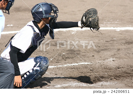 キャッチャー 高校野球 高校球児 の写真素材