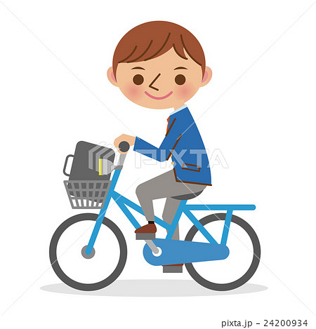 自転車を運転する男子学生 自転車を運転する男子学生 24200934