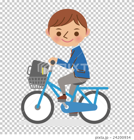 自転車を運転する男子学生 自転車を運転する男子学生 24200934