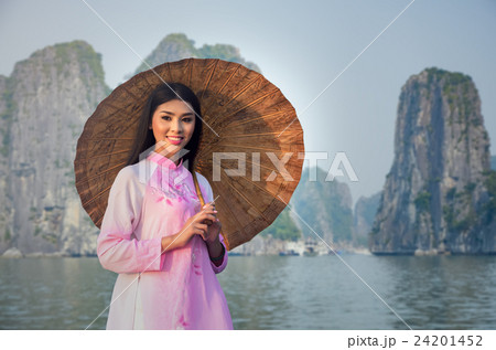 Portrait of Vietnamese girl traditional dress 24201452