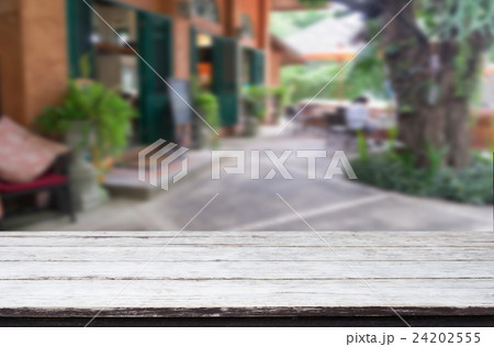street cafe and wooden desk board place street cafe and wooden desk board place 24202555