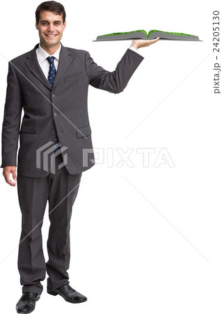 Man holding up lawn book 24205130