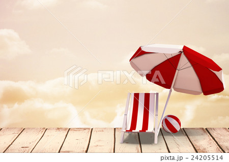 Composite image of image of sun lounger and sunshade 24205514