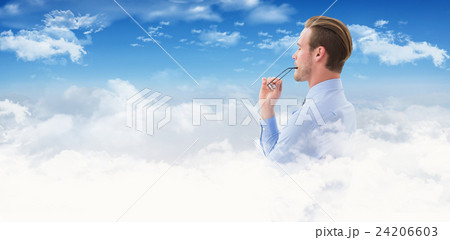 Composite image of businessman thinking Composite image of businessman thinking 24206603