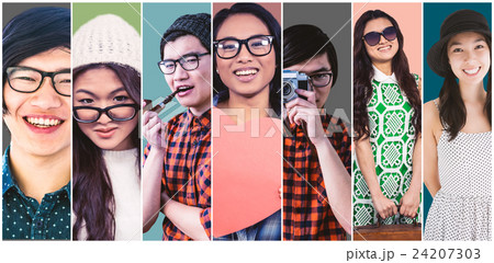 Composite image of smiling hipster businessman looking at camera Composite image of smiling hipster businessman looking at camera 24207303
