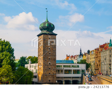 Sitkovska water tower at Vltava River in Prague 24213776