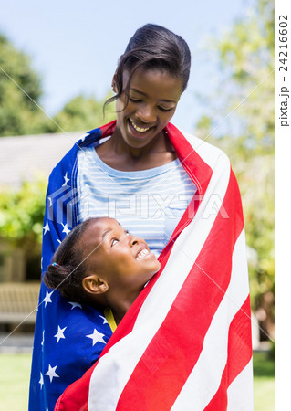 Happy family wearing usa flag 24216602