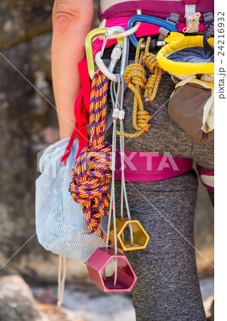 Close up climbing equipment Close up climbing equipment 24216932