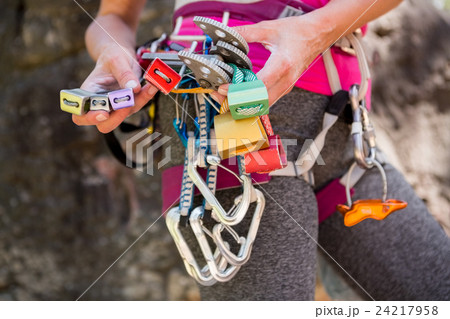 Close up climbing equipment Close up climbing equipment 24217958