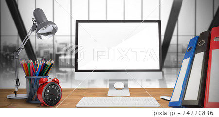 Composite image of image of a desk with computer Composite image of image of a desk with computer 24220836