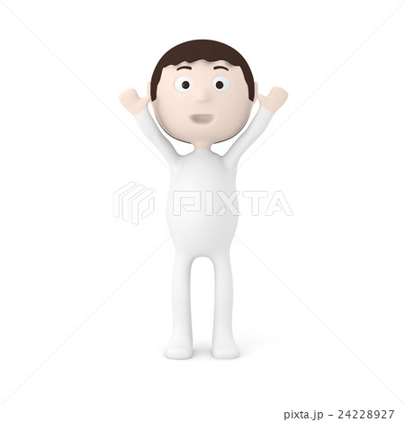 男性 キャラクター バンザイをして喜ぶ 24228927