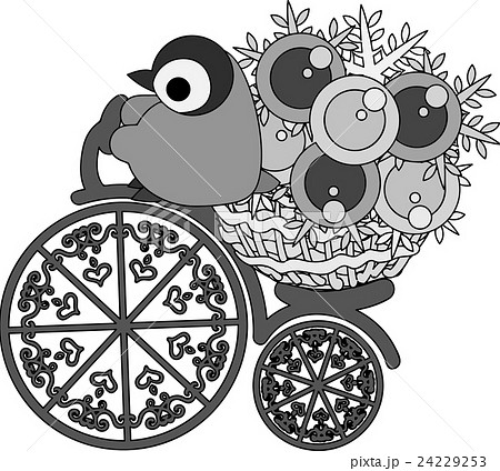 自転車に乗る可愛い赤ちゃんペンギンのイラスト素材