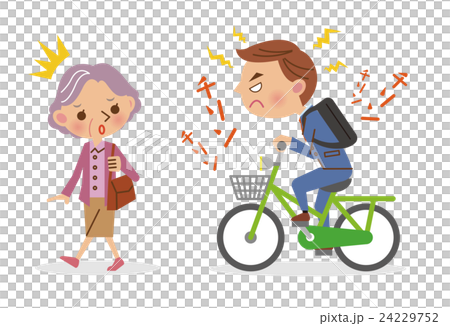 A senior who bothers a businessman driving while blowing a bell of a bicycle 24229752