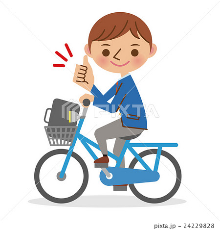 グッドサインをする自転車の男子学生 グッドサインをする自転車の男子学生 24229828