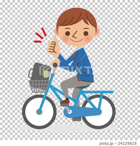 グッドサインをする自転車の男子学生 グッドサインをする自転車の男子学生 24229828