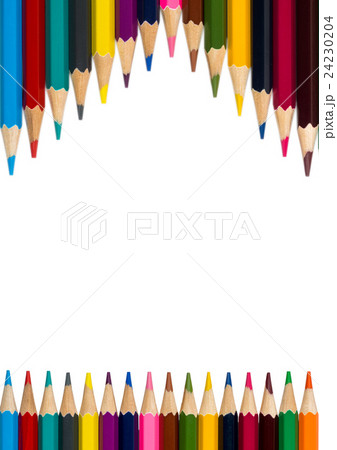 vertical frame with colorful pencils on white 24230204