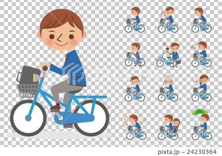 Boys riding a bicycle (set) 24230364