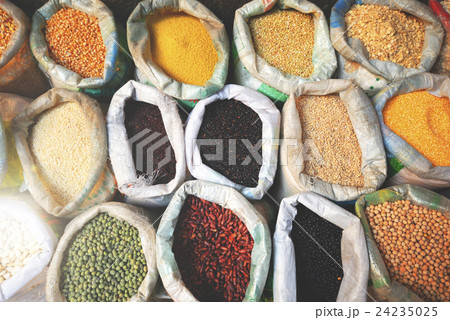 Sacks Of Healthy Legumes And Grains Concept Sacks Of Healthy Legumes And Grains Concept 24235025