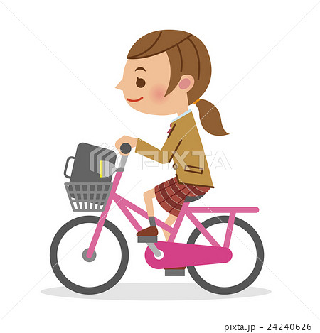 自転車をこぐ女子生徒 24240626