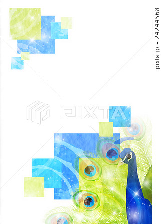 酉 孔雀 年賀状 背景 のイラスト素材 24244568 Pixta