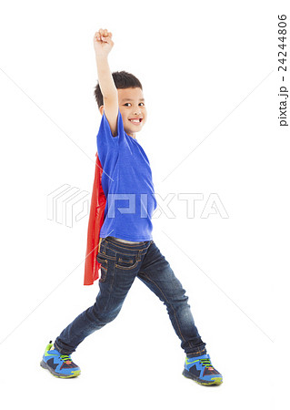 happy superhero kid hero raise hand 24244806