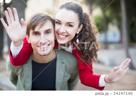 Portrait of laughing ordinary loving each other Portrait of laughing ordinary loving each other 24247140