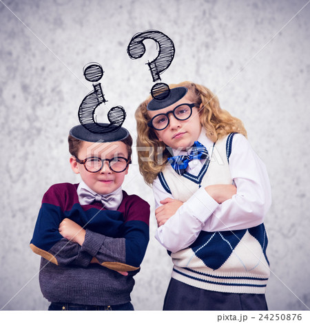 Composite image of cute pupils looking at camera Composite image of cute pupils looking at camera 24250876