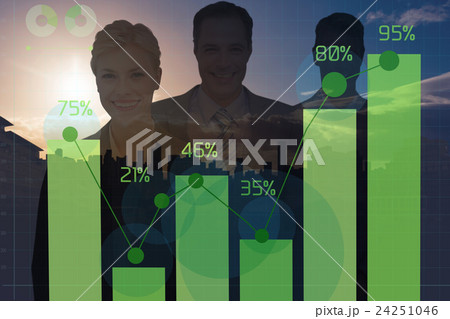 Composite image of businessman in a row with his business team 24251046