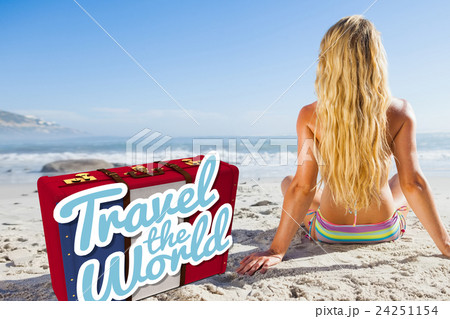 Composite image of travel the world message on a french suitcase  24251154