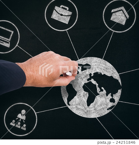 Composite image of hand of a businessman writing with a chalk 24251846