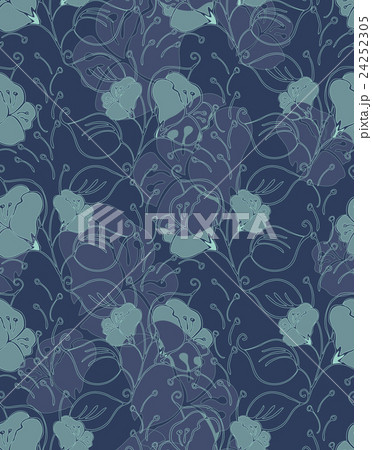 Fabric design flower blue and green 24252305
