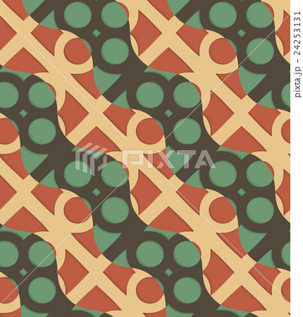 Retro 3D green and brown waves and circles 24253131