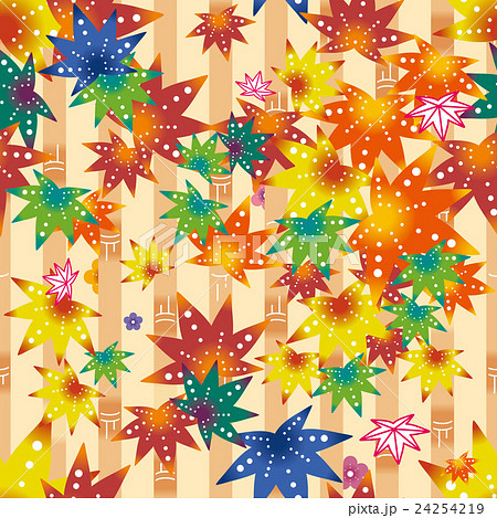 紅型　模様　赤　もみじ 24254219