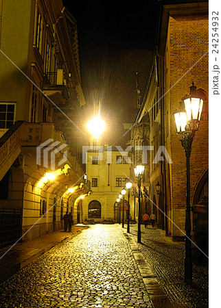 Lamp lit streets of Prague 24254932