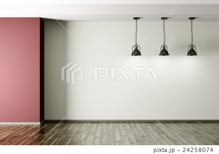 Three black metal lamps in empty room 3d rendering Three black metal lamps in empty room 3d rendering 24258074