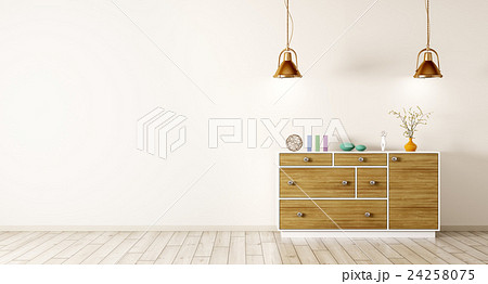 Modern interior of living room, wooden dresser 3d Modern interior of living room, wooden dresser 3d 24258075