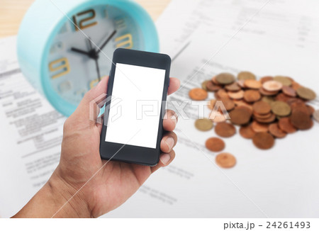 Man hands using smart phone white screen Man hands using smart phone white screen 24261493