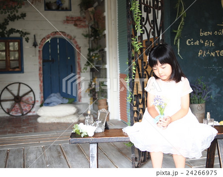 花を持ってうつむいている女の子 24266975