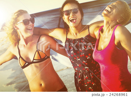 Beach Chill Emotion Enjoyment Fun Friends Concept 24268961