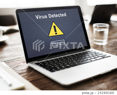 Virus Detected Alert Hacking Piracy Risk Shield Concept 24269160
