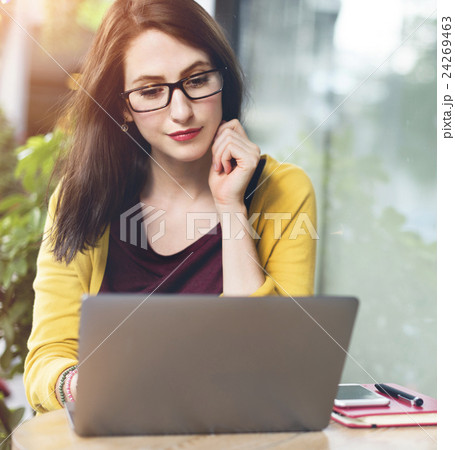 Woman Laptop Browsing Searching Social Networking Technology Concept 24269463