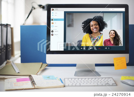 Girl Friends Video Chat Connection Concept Girl Friends Video Chat Connection Concept 24270914