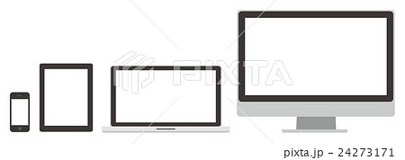 イラスト素材 パソコン ノートパソコン タブレット スマートフォン 画面透過のイラスト素材