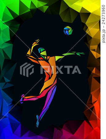 Polygonal volleyball player. Team sport vector 24273960