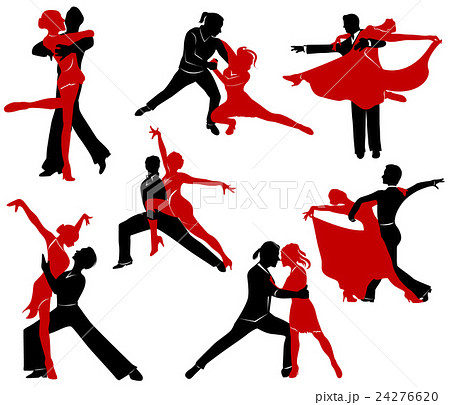 Silhouettes of the pairs dancing ballroom dances.  24276620