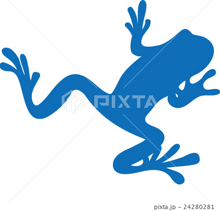 蛙シルエット 青のイラスト素材